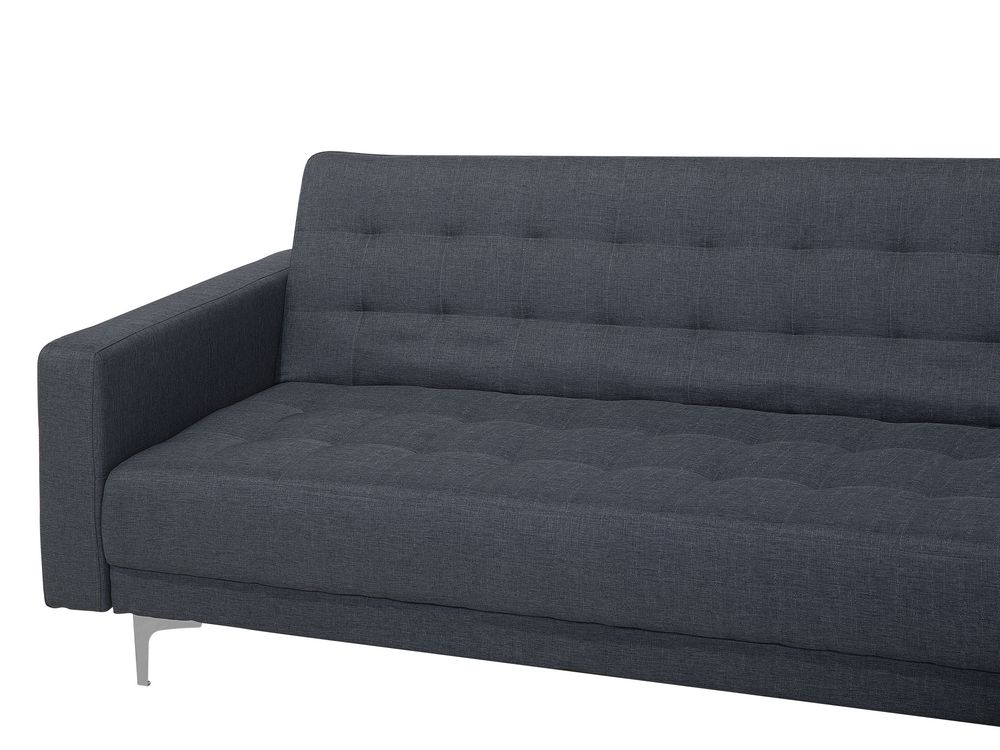 Left Hand Fabric Corner Sofa with Ottoman Dark Grey ABERDEEN Beliani