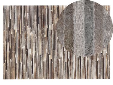 Kožený koberec 140 x 200 cm hnedá/sivá/béžová TUZLUCA