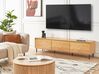 Móvel de TV com 3 portas cor de madeira clara NIKEA_874890