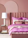 Cama con somier de terciopelo rosa 180 x 200 cm NOYERS_836698