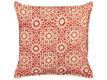 Coussin décoratif avec motif géométrique en coton 45 x 45 cm rouge CEIBA