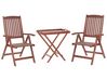 Set de terrasse table et 2 chaises en bois foncé coussins gris beige TOSCANA_781664