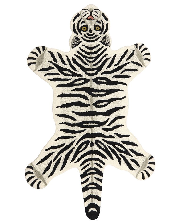 Tapete para crianças em lã preta e branca impressão de tigre 100 x 160 cm SHERE_874822