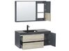 Meuble vasque avec miroir et cabinet 100 cm bois clair et gris TERUEL_821011