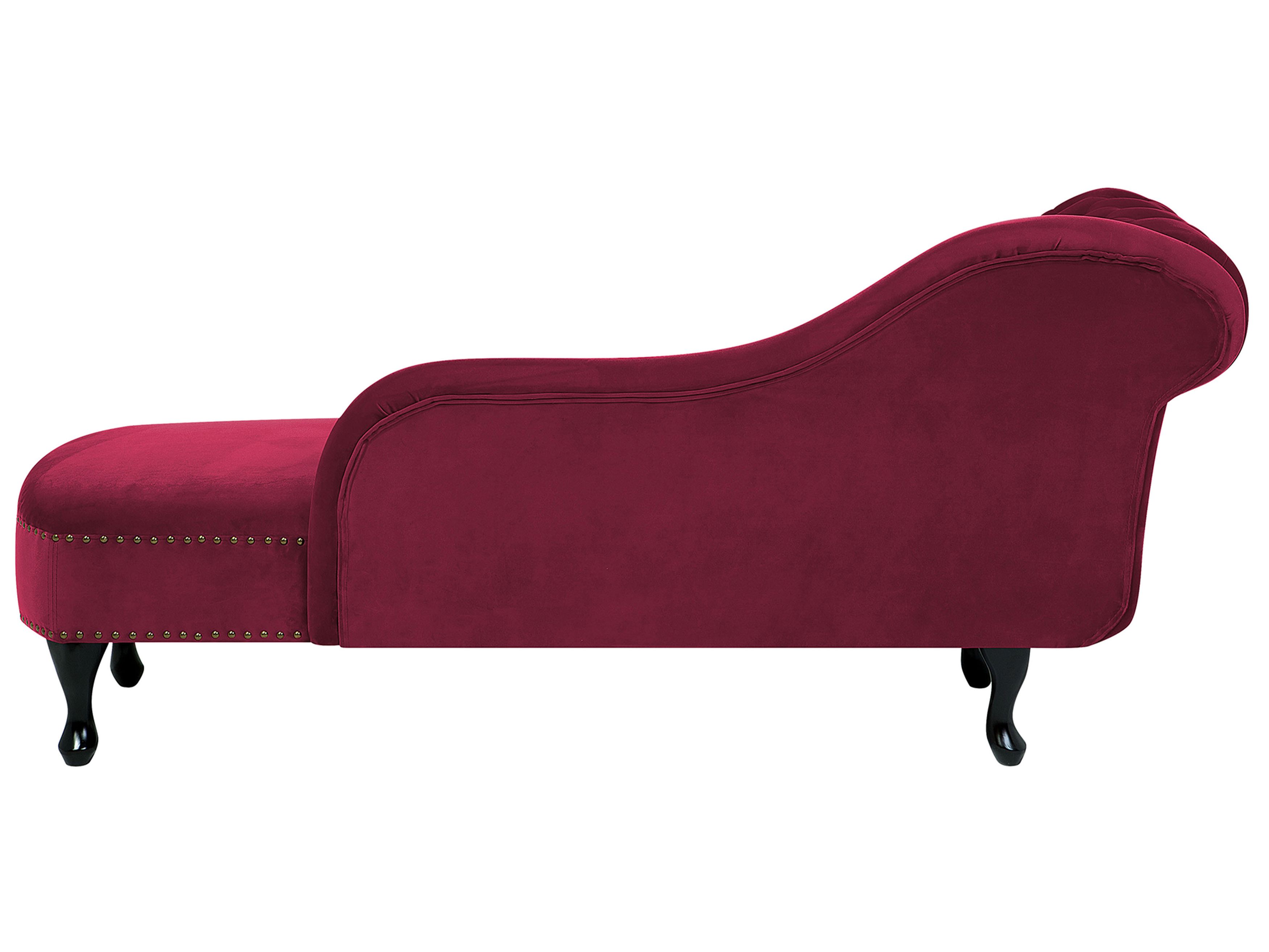 Left Hand Chaise Lounge Velvet Burgundy NIMES Beliani.co.uk