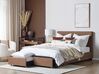 Łóżko z szufladami tapicerowane 160 x 200 cm brązowe LA ROCHELLE_833005
