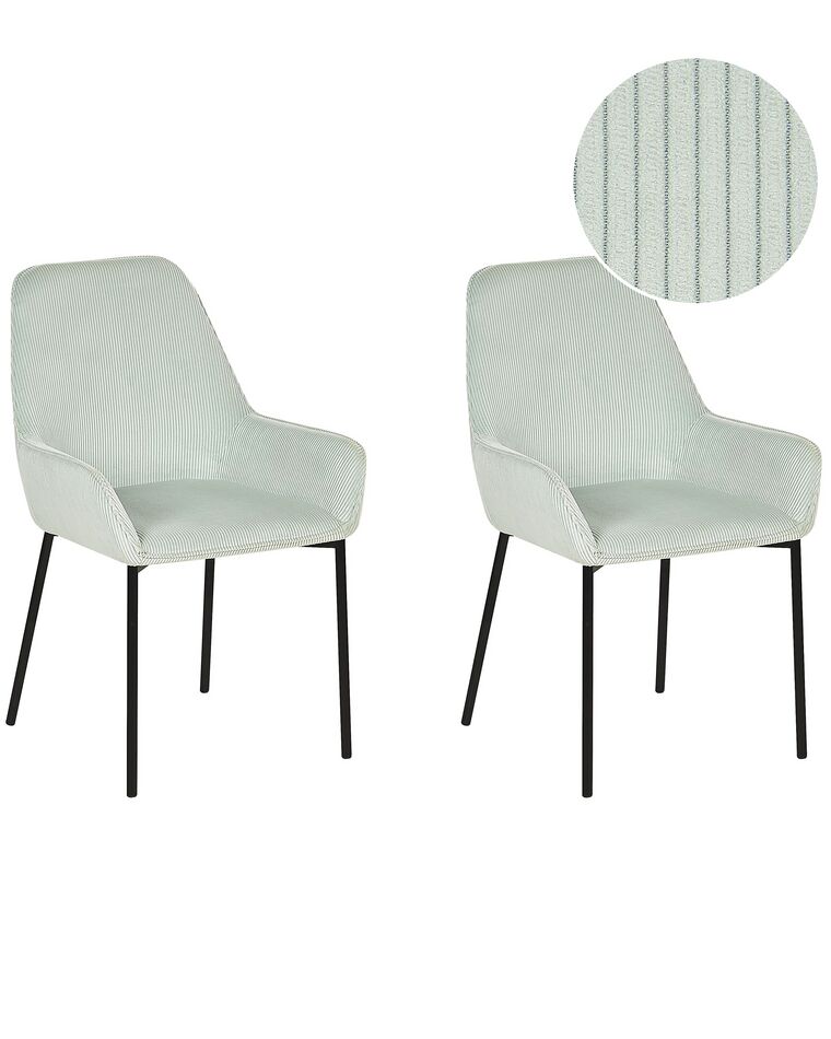 Set of 2 Jumbo Cord Dining Chairs Mint Green LOVERNA_780040