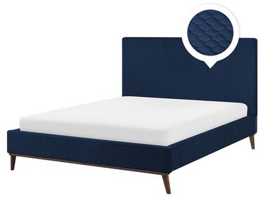 Velvet EU King Size Bed Navy Blue BAYONNE