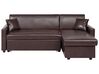 Left Hand Faux Leather Corner Sofa Bed with Storage Dark Brown OGNA_780132