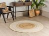 Okrúhly jutový koberec ⌀ 140 cm béžová a biela MELEKLI_886809