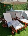 Wooden Reclining Sun Lounger with Off-White Cushion TOSCANA_871903