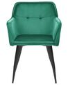Conjunto de 2 sillas de comedor de terciopelo verde esmeralda/negro JASMIN_859414