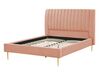 Zamatová posteľ 140 x 200 cm broskyňová ružová MARVILLE_835939