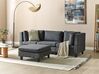 3-Seater Modular Fabric Sofa with Ottoman Dark Grey UNSTAD_893560