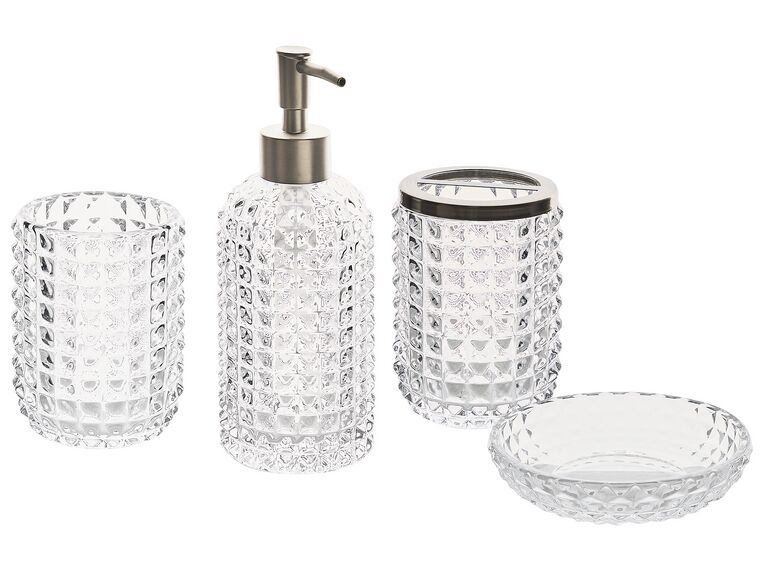 Set di 4 accessori bagno vetro trasparente e argento TAPIA_825257