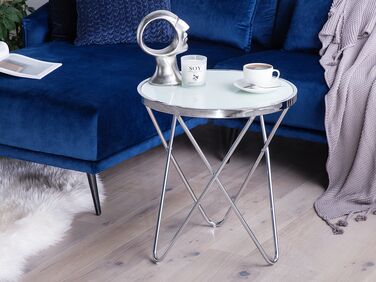 Side Table White with Silver MERIDIAN II