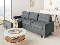 4-istuttava kulmavuodesohva säilytystilalla oikeak. tummanharmaa FLAKK