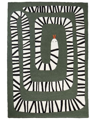 Wool Area Rug Snake Motif 160 x 230 cm Green OKAPI | Beliani.co.uk