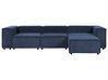 3 Seater Modular Jumbo Cord Sofa with Ottoman Blue APRICA_909235