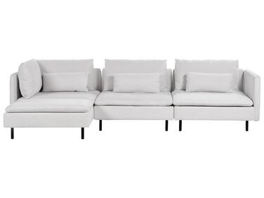 Canapé d'angle côté droit 3 places en velours côtelé gris EGERIS