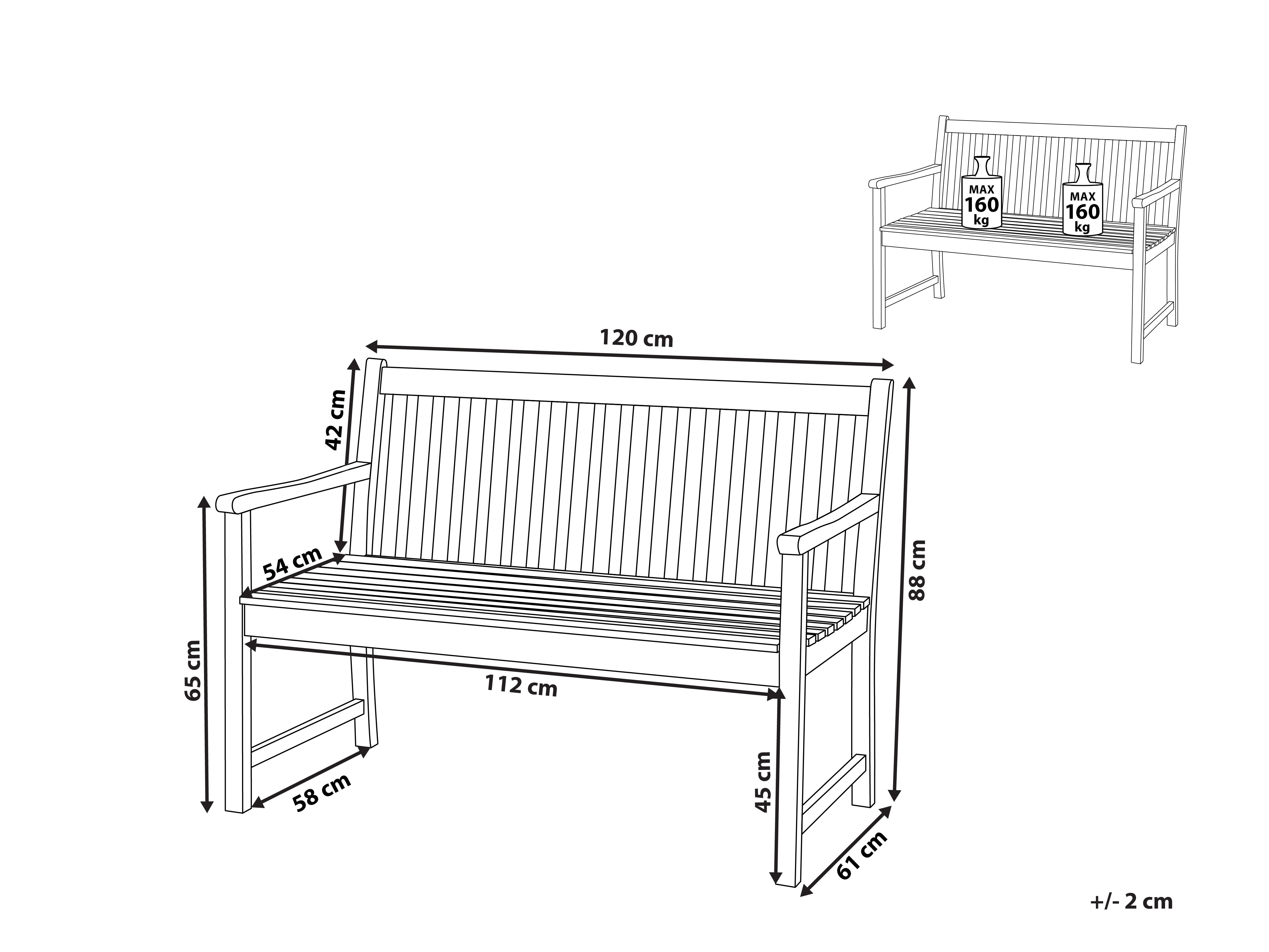 Garden Bench Certified Acacia Wood 120 Cm With Blue Cushion Vivara Beliani De