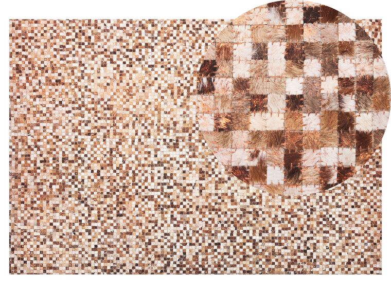 Kožený koberec 140 x 200 cm hnedá/béžová TORUL_792666
