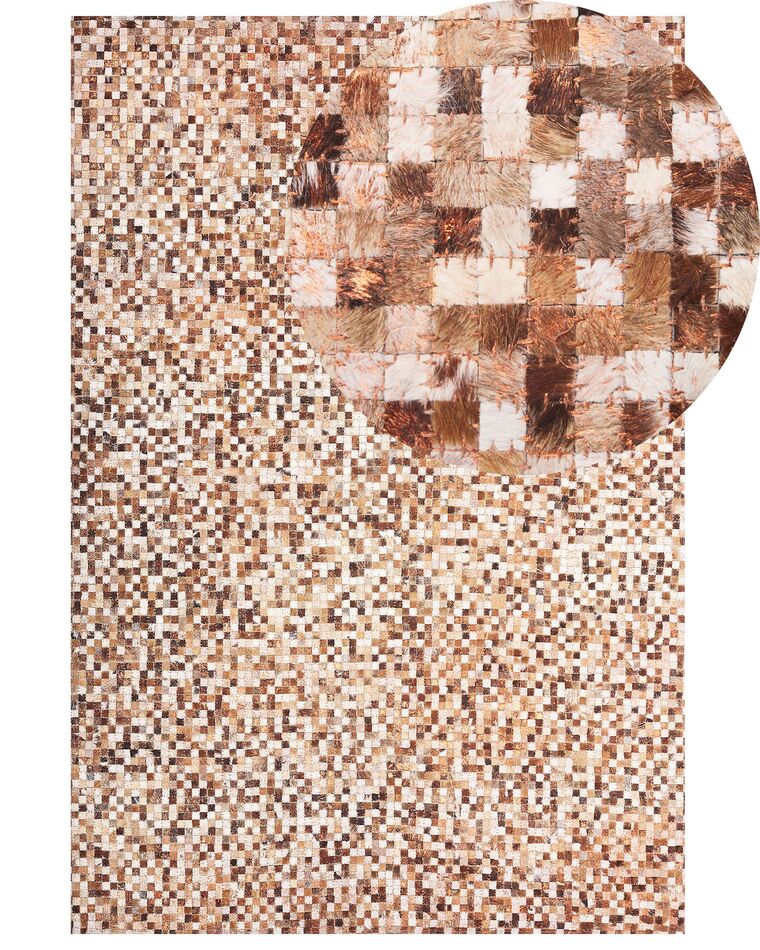 Tapis en cuir patchwork marron et beige 140 x 200 cm TORUL_792666