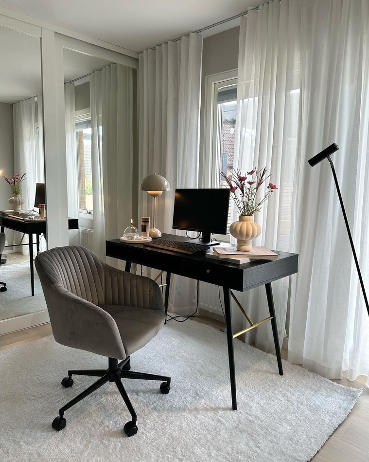 Velvet Desk Chair Grey VENICE Beliani.co.uk