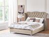 Zamatová posteľ 180 x 200 cm sivobéžová AYETTE_832159