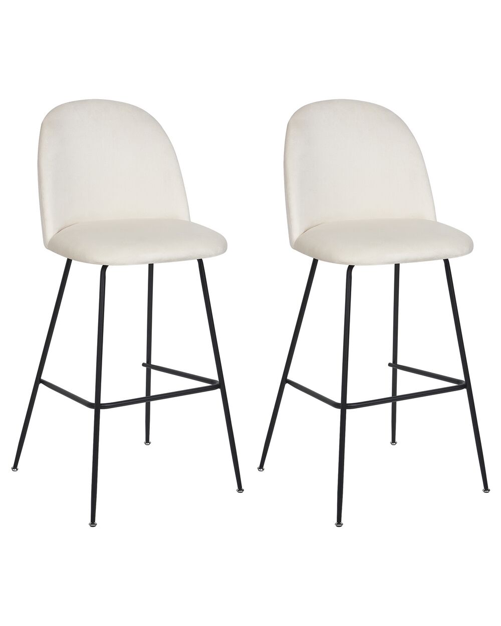 Set of 2 Velvet Bar Chairs Off White ARCOLA Beliani