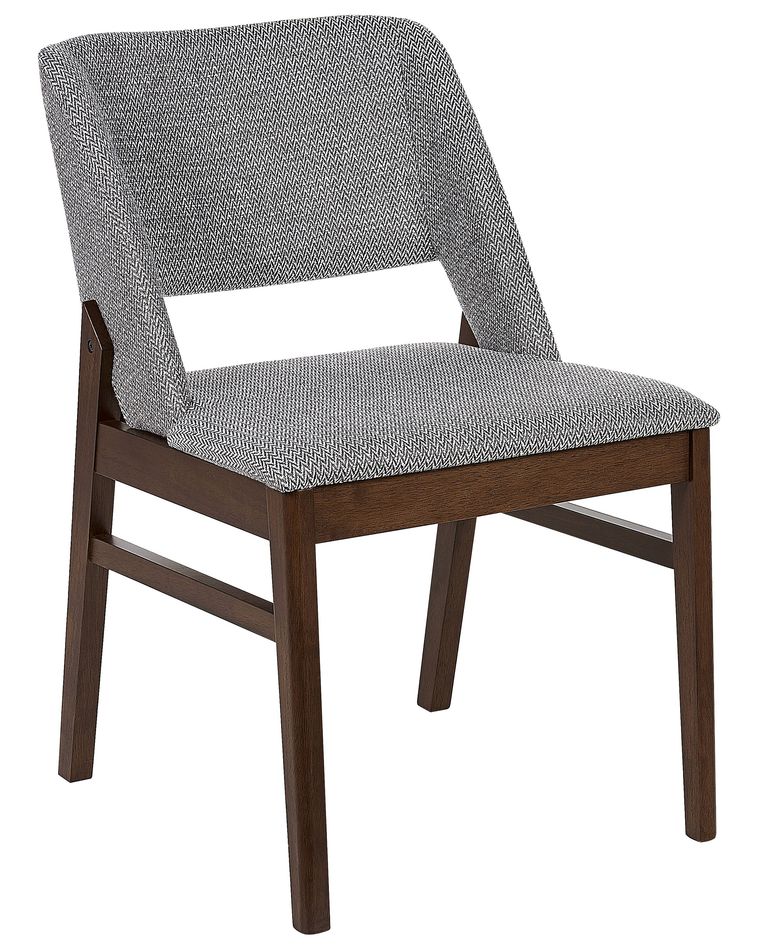 Set of 2 Fabric Dining Chairs Dark Wood and Grey BELLA Beliani.co.uk