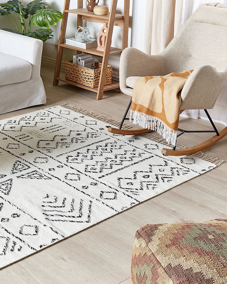Matto villa valkoinen/musta 160 x 230 cm ALKENT | Beliani.fi