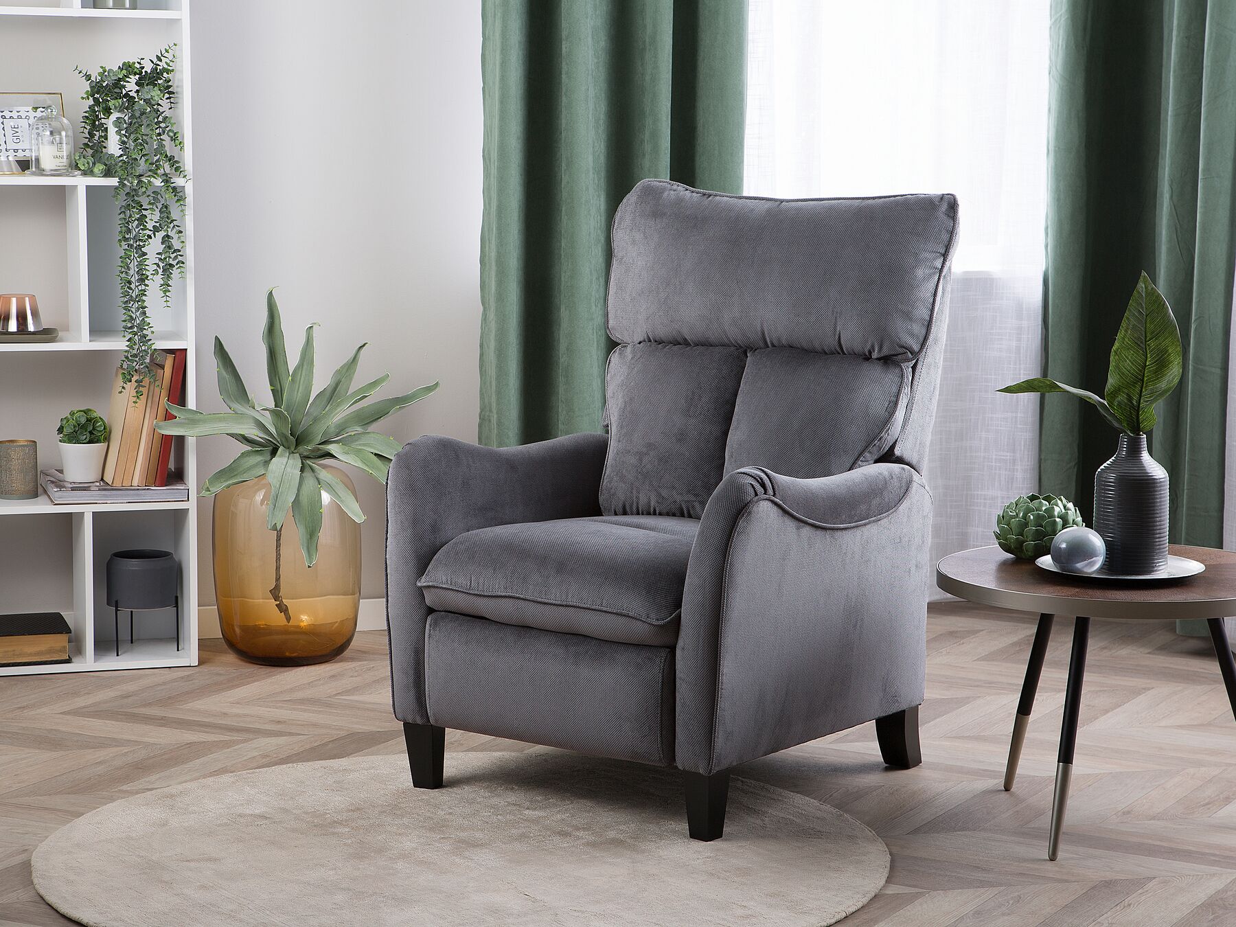 Fabric Recliner Chair Grey ROYSTON Beliani.co.uk