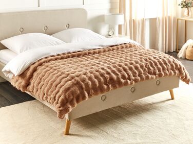 Faux Fur Bedspread 200 x 220 cm Brown SALKA