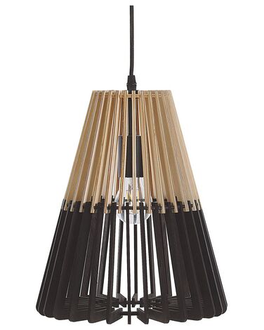 Závesná lampa svetlé drevo čierna CAVALLA