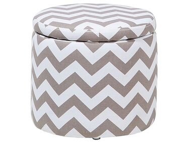 Storage Footstool Grey and White TUNICA