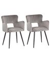 Conjunto de 2 sillas de comedor de terciopelo gris/negro SANILAC_847132