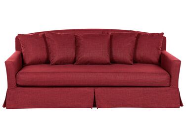 Canapé 3 places en tissu rouge housse amovible GILJA