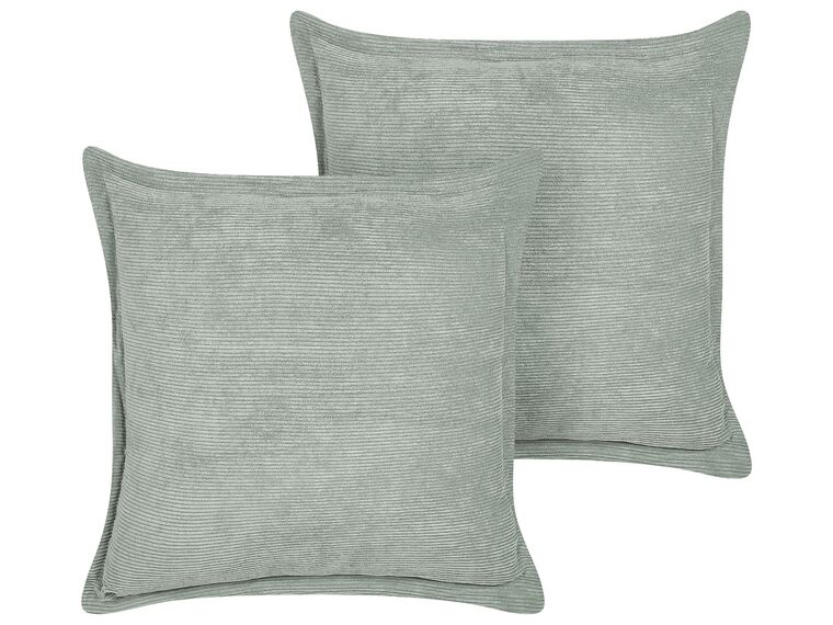 Set of 2 Corduroy Cushions 43 x 43 cm Light Green ZINNIA_855263