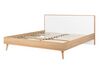 EU Double Size Bed LED Light Wood SERRIS_748270