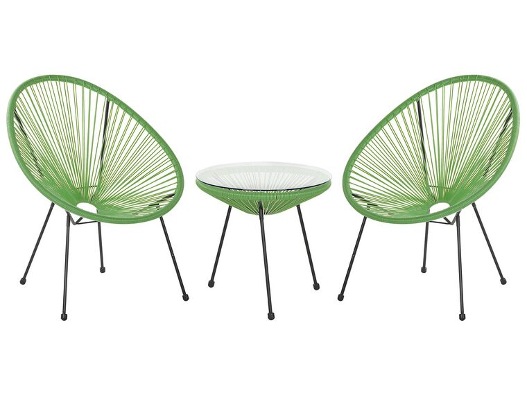 2 fauteuils spaghetti vert et table pour intérieur et extérieur ACAPULCO II_795255