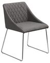 Conjunto de 2 sillas de comedor de poliéster gris oscuro/plateado ARCATA_808580