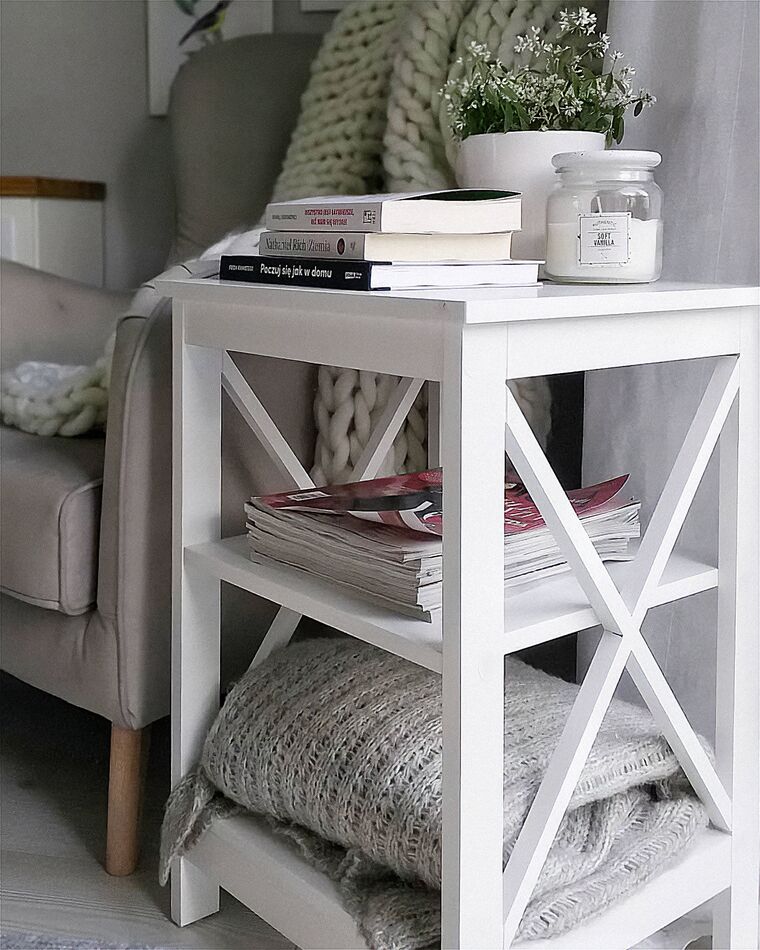 Table Basse Antique Blanche – Style Maison De Campagne – Reproduction En Bois – Env. 120x60x45 Cm
