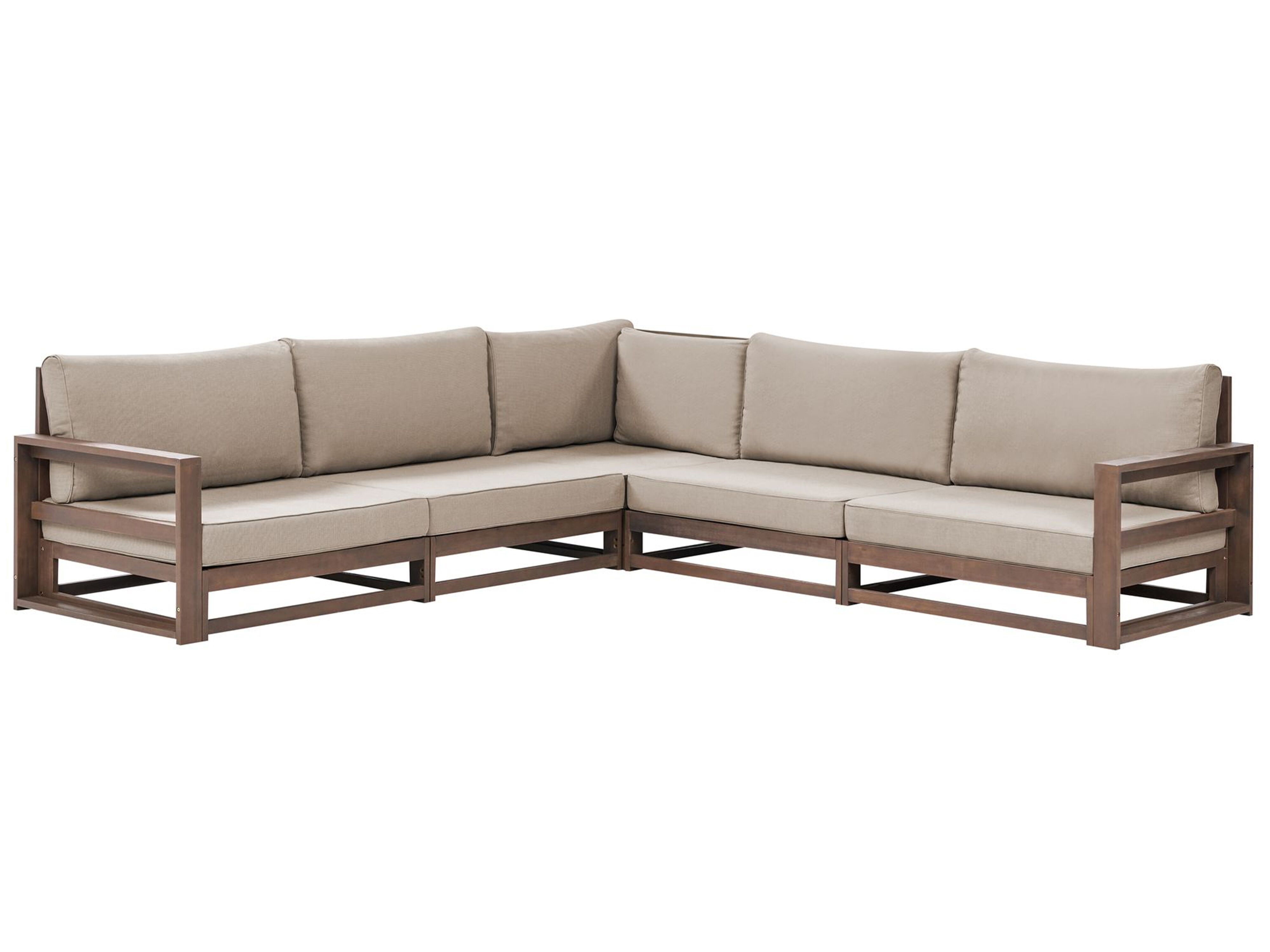 5 Seater Certified Acacia Wood Garden Corner Sofa Set Dark TIMOR II