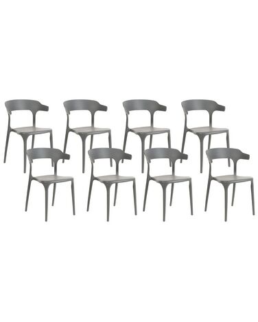 Conjunto de 8 cadeiras de jantar cinzentas GUBBIO