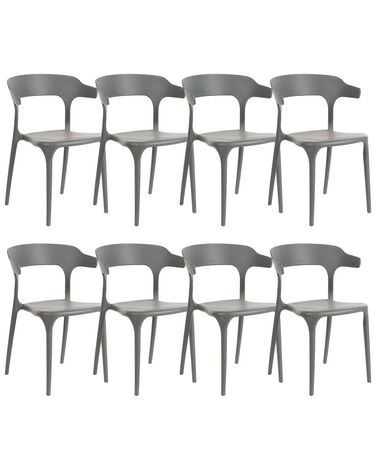 Conjunto de 8 cadeiras de jantar cinzentas GUBBIO