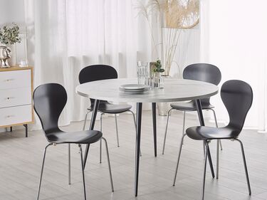 Round Dining Table ⌀ 120 cm White Marble Effect with Black ODEON