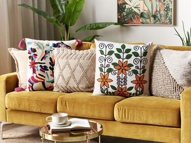 Embroidered Cotton Cushion Floral Pattern 50 x 50 cm Multicolour VELLORE