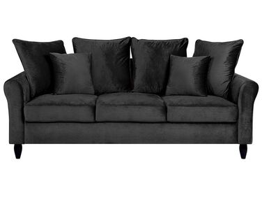 Sofa 3-osobowa welurowa czarna BORNHOLM