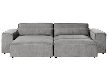 Right Hand 2 Seater Modular Fabric Corner Sofa with Ottoman Grey HELLNAR